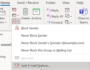 Figure 1 Junk Email Options